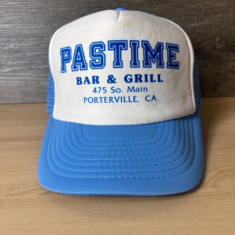 Vintage Pastime Bar Hat Cap Snap Back Blue Trucker Porterville California